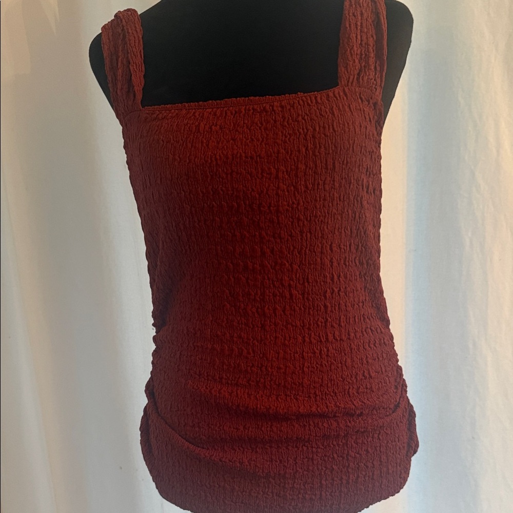 Zara Burgundy Smocked Tank Top